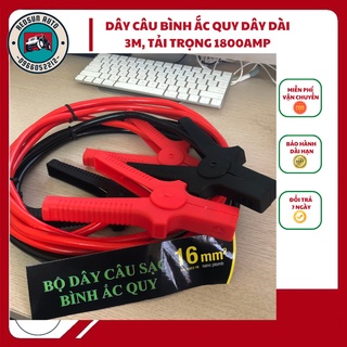 Dây câu sạc bình Ắc quy xe ô tô - Lõi đồng to 16mm, 1800AMP dây dài 3M (1 bộ 2 dây)