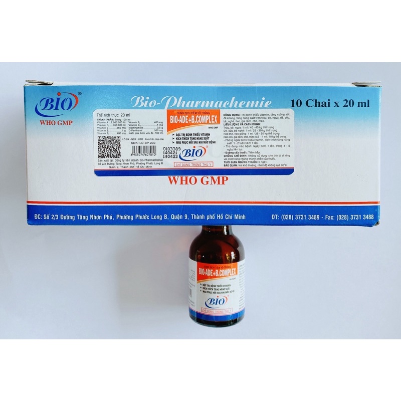 Bio ADE bcomplex 20ml- tăng năng suốt- QUỐC HƯNG VET