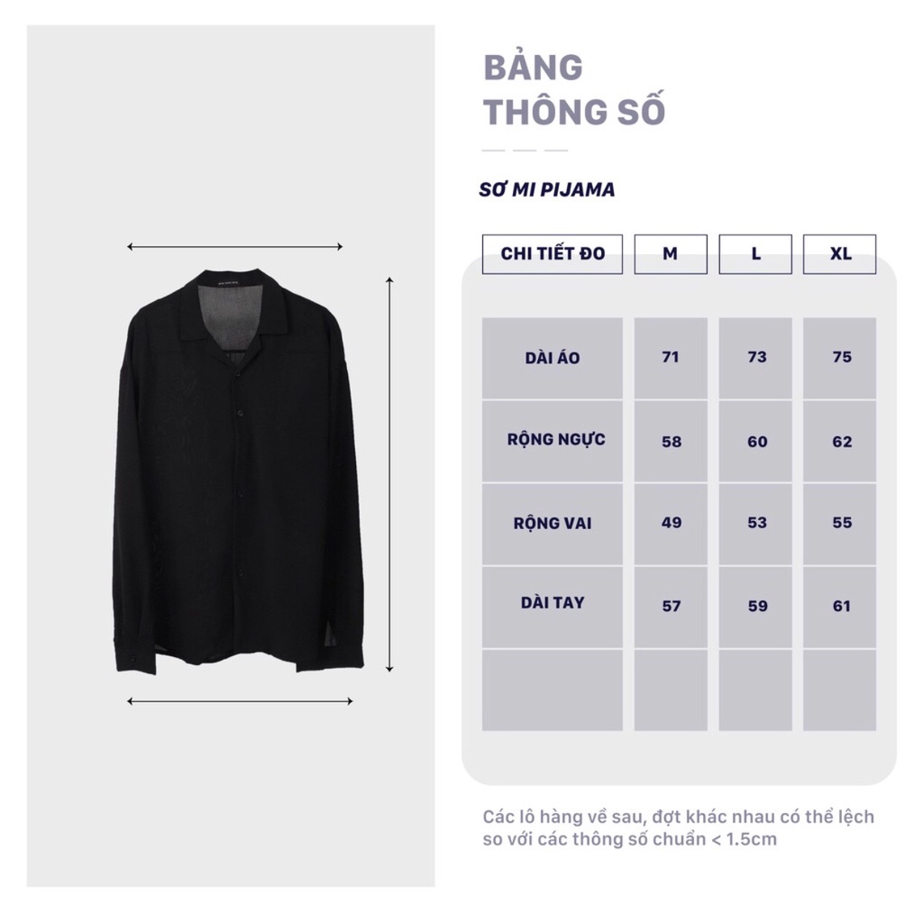 Áo sơ mi nam nữ Pijama Jiang Store - Áo sơ mi cổ vest Unisex dài tay chất mềm mịn