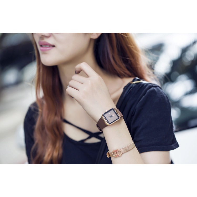 Đồng Hồ Nữ Mặt Vuông unisex dây đeo Silicon, phiên bản ip mới nhất thời trang siêu hot