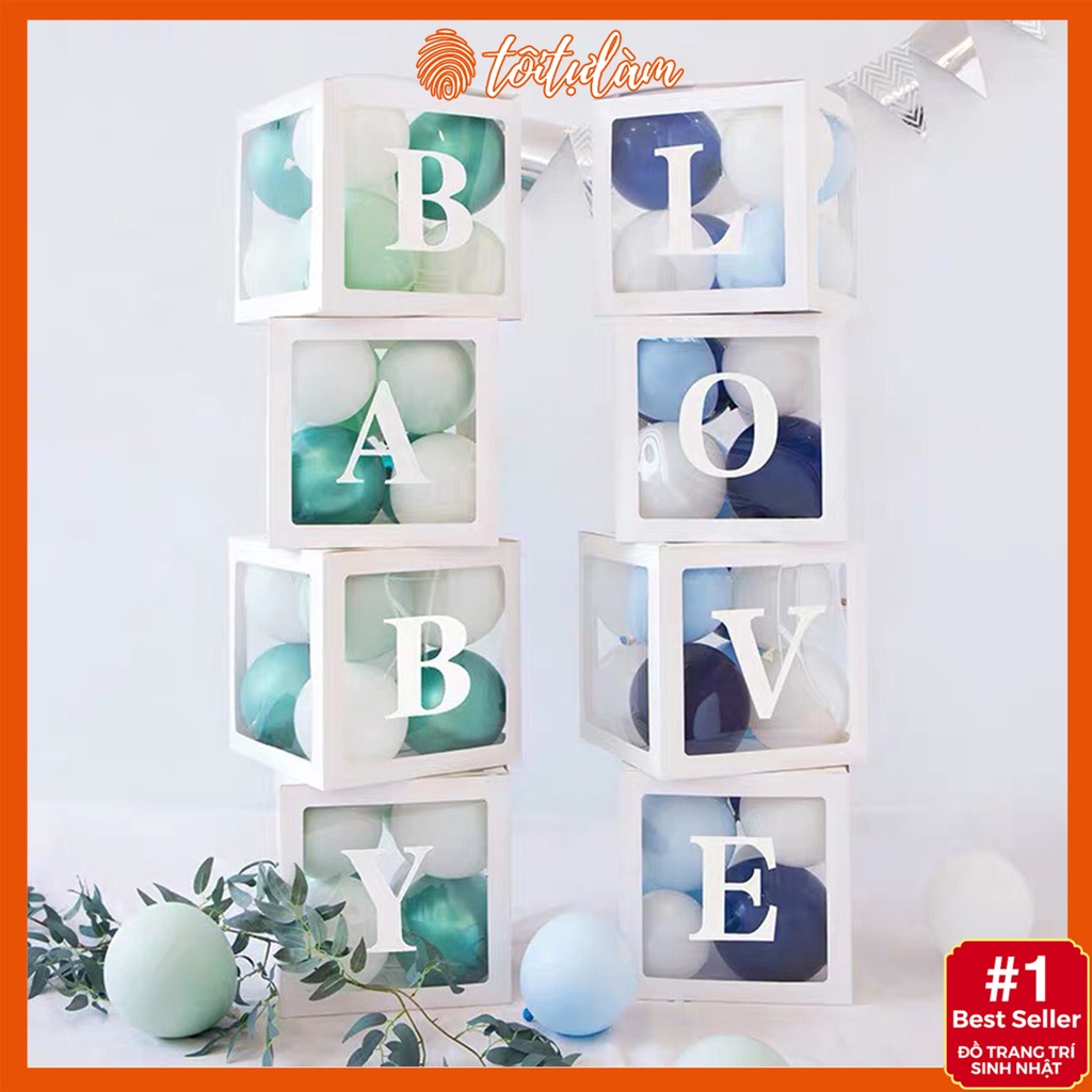 Hộp quà BaBy/Hộp quà Love tặng kèm bóng bay thả hộp trang trí sinh nhật – Tôi Tự Làm