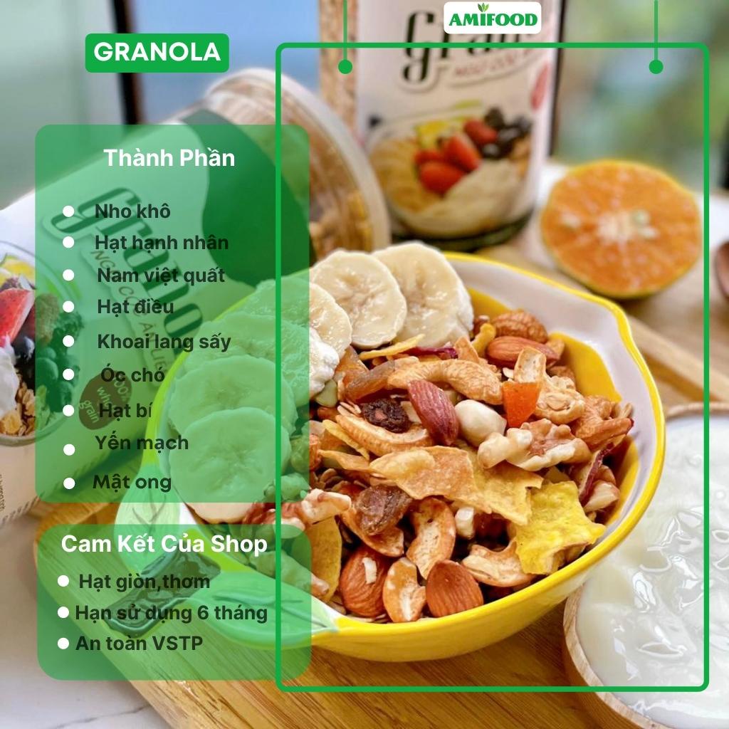Hũ 500Gram Granola Ăn Kiêng Amifood, Ngũ Cốc Giảm Cân Mix 8 Loại Hạt Cao Cấp