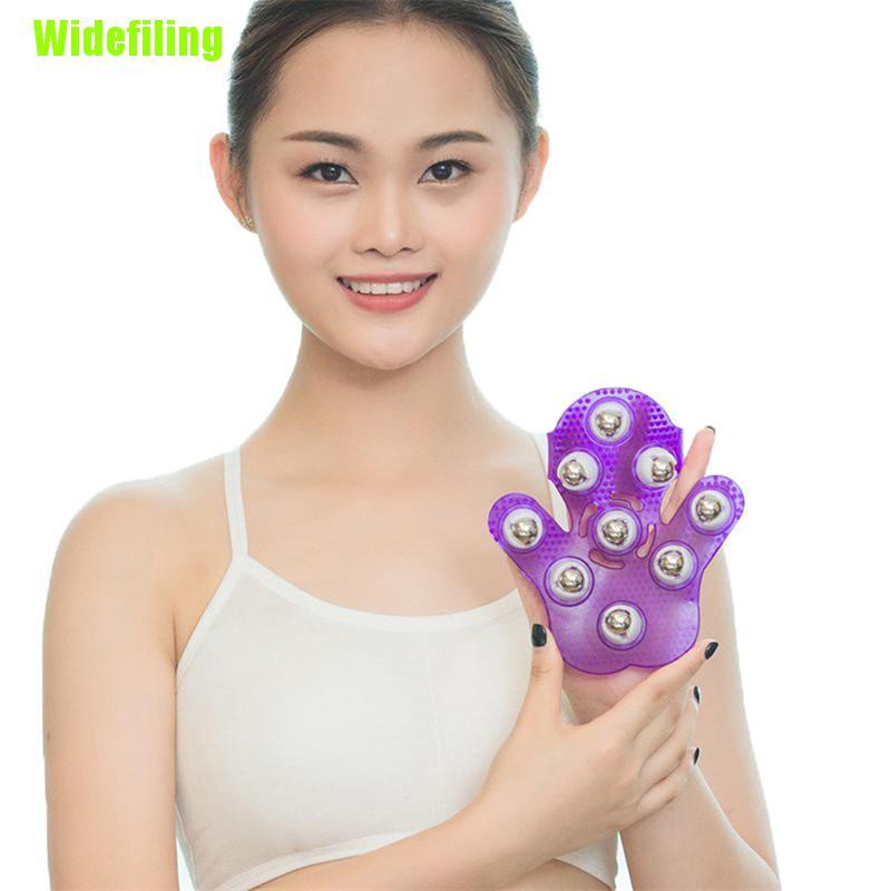 (Hàng Mới Về) Găng Tay Mát Xa Cơ Thể 9 Con Lăn Kim Loại Giúp Thư Giãn Máu