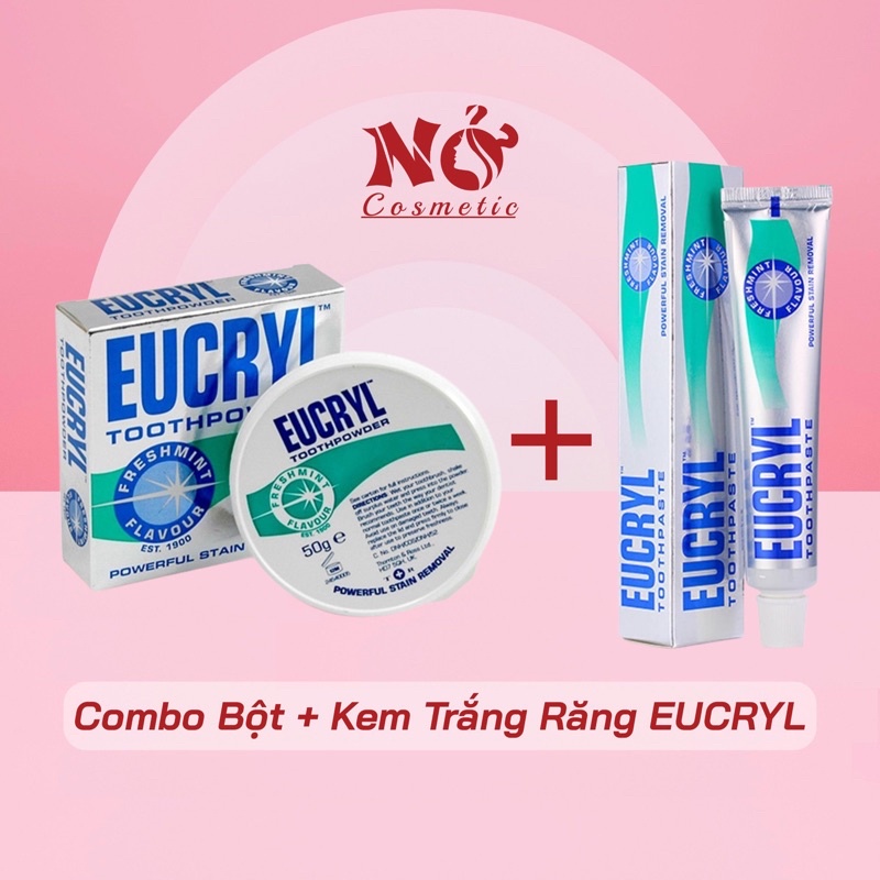 Combo Kem Đánh Răng Eucryl &amp; Bột Trắng Răng Eucryl Anh Quốc