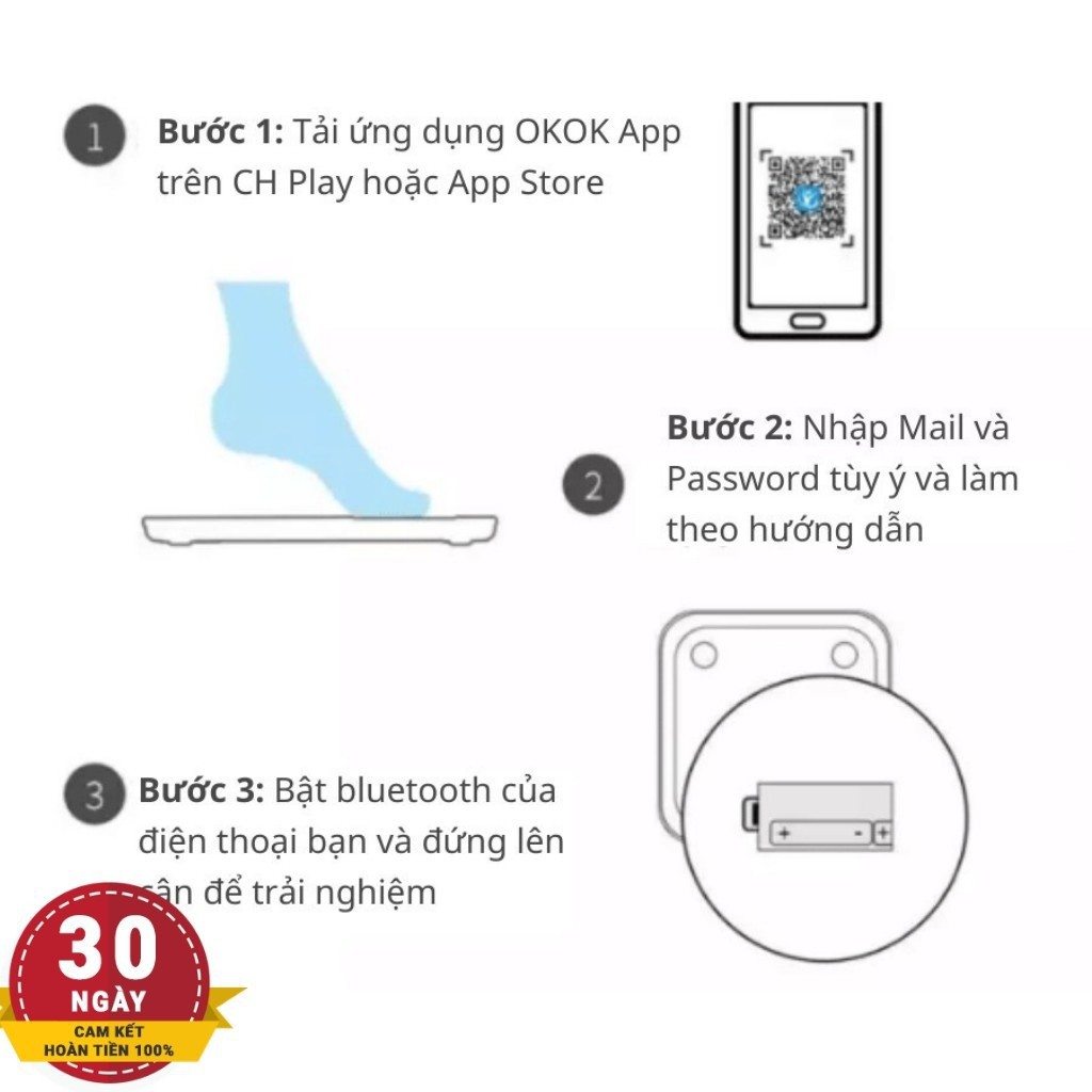 Cân Điện Tử Kết Nối Bluetooth Đo Chỉ Số Sức Khỏe BẢO HÀNH 12 THÁNG