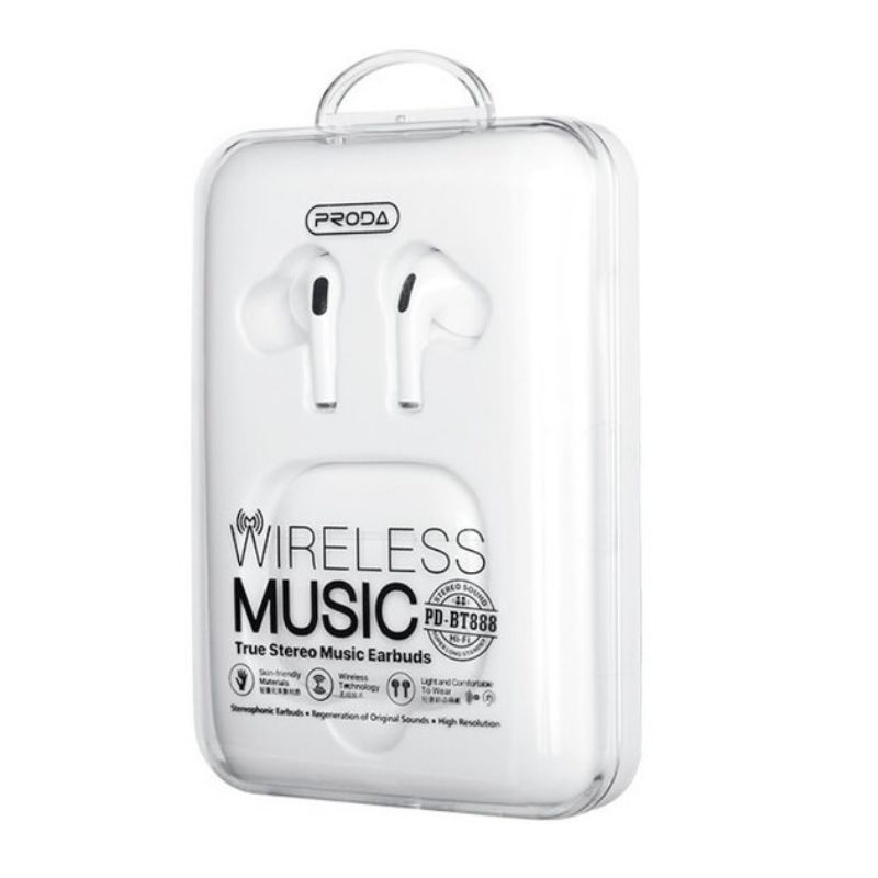 Tai nghe BluetoothTWS Remax PD-BT888 hỗ trợ sạc không dây , cảm biến dừng phát trên tai nghe.