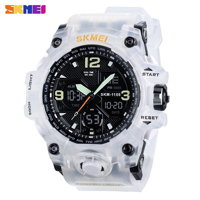 Đồng Hồ Nam SKMEI 1155B Hiển Thị Hai Mặt Màu Dạ Quang Với Chức Năng Hẹn Giờ Cho Thạch Anh