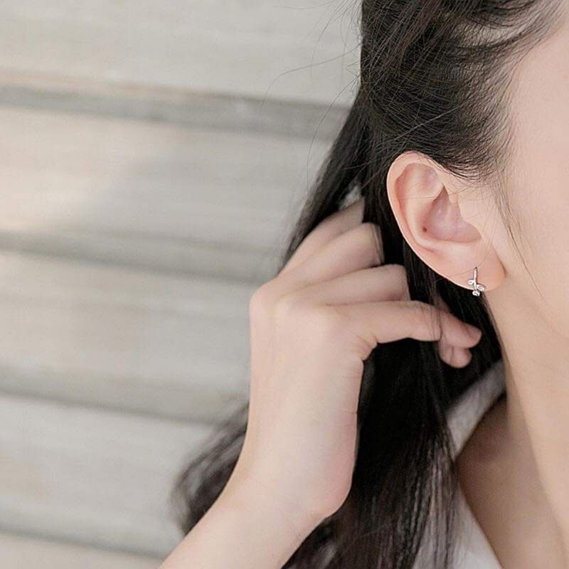 Khuyên tai bạc khuyên cành lá nhỏ dễ thương