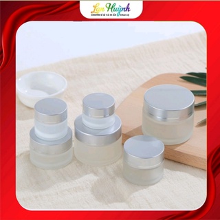 Lọ đựng kem thủy tinh mờ 20gr,hủ thủy tinh nắp bạc đựng mỹ phẫm