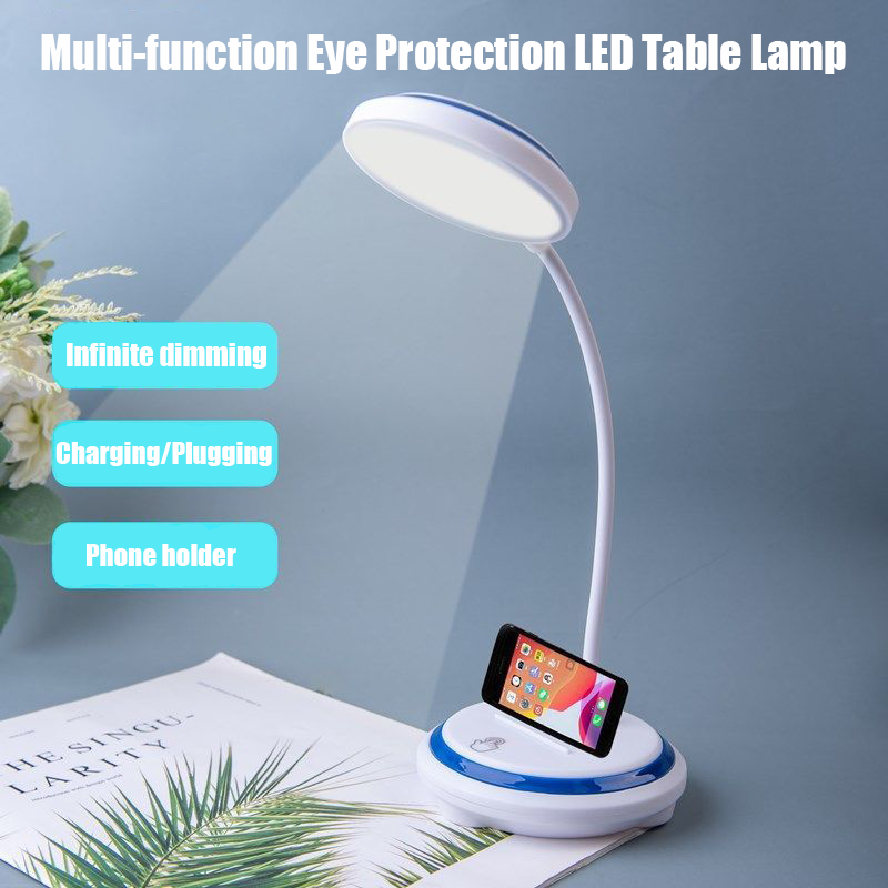 Đèn LED đọc sách để bàn bảo vệ mắt chạm cảm ứng tích hợp giá đỡ điện thoại có thể sạc và gấp gọn đa năng