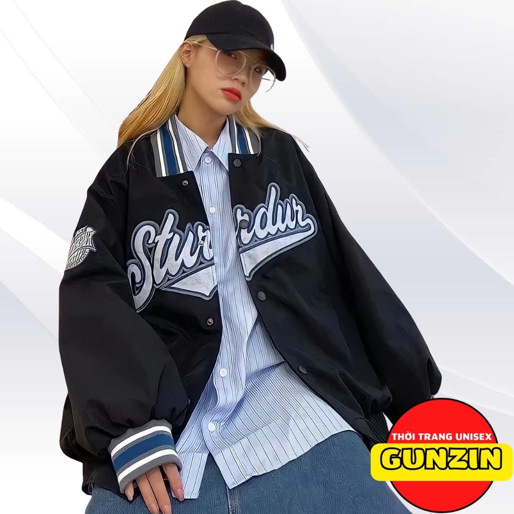 Áo khoác bomber dù 2 lớp phối tay unisex STURDUR form rộng chất dù cao cấp nam nữ đều phù hợp GUNZIN