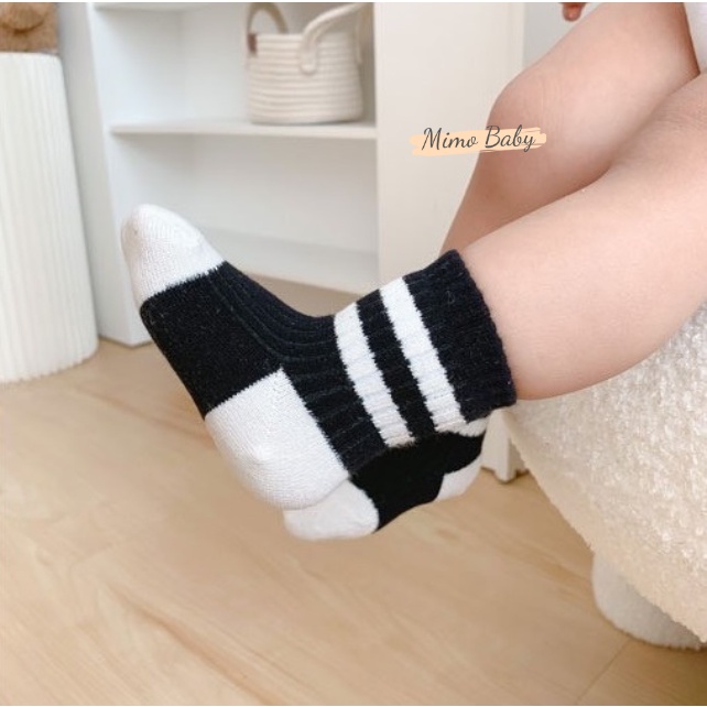 Tất vớ cao cổ kẻ ngang phong cách học sinh cho bé T33 Mimo Baby
