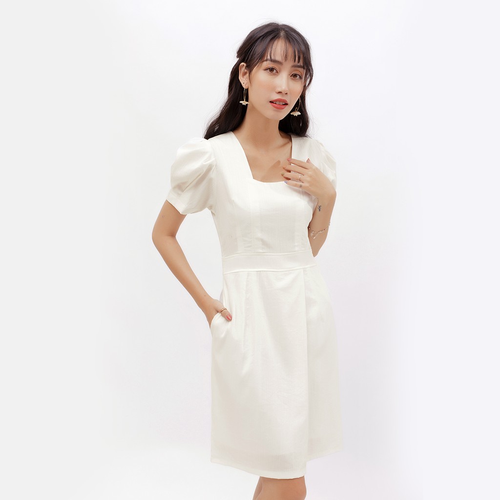 Đầm công sở cao cấp thời trang Eden tay phồng cổ vuông xinh xắn dễ phối đồ - D380 | BigBuy360 - bigbuy360.vn