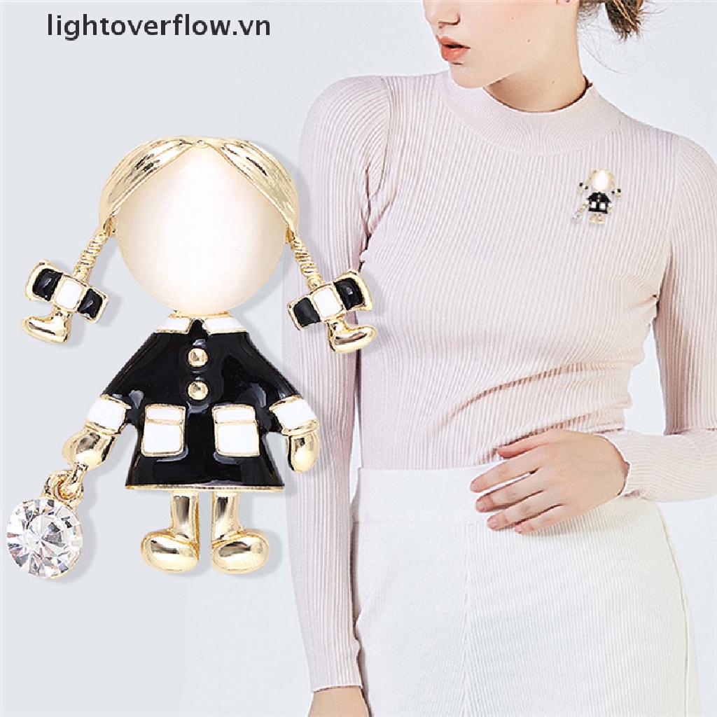 Ghim Cài Áo Hình Cô Gái Đính Đá Pha Lê Sang Trọng