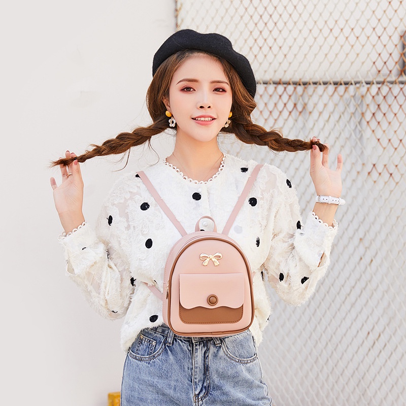 Ba lô IELGY mini trang trí nơ phong cách Hàn Quốc xinh xắn dễ phối đồ cho nữ