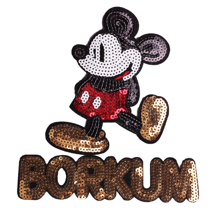 Miếng ủi/thêu vải họa tiết chuột Mickey Minnie