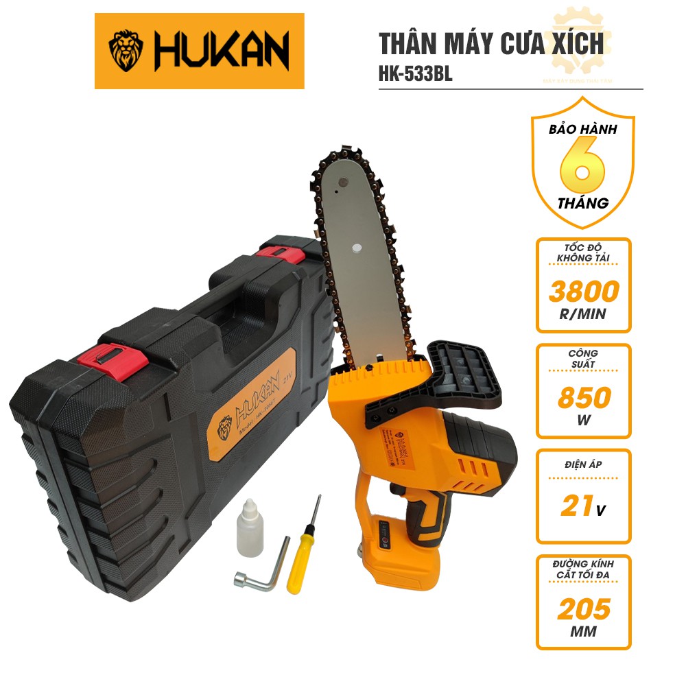 Thân máy cưa xích chạy pin HUKAN HK-3056T động cơ không chổi than công suất 850W