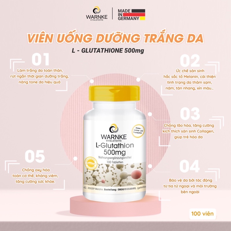 Viên uống trắng da L-Glutathion WARNKE