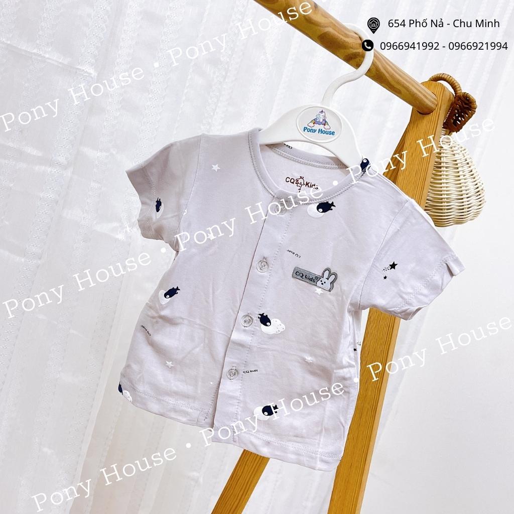 Áo Sơ Sinh Cộc Tay CQ Baby Cài Thẳng Chất Cotton Siêu Mềm Mịn, Mát Cho Bé Trai, Bé Gái Sơ Sinh (Size 0-3M Đến 6-9M)