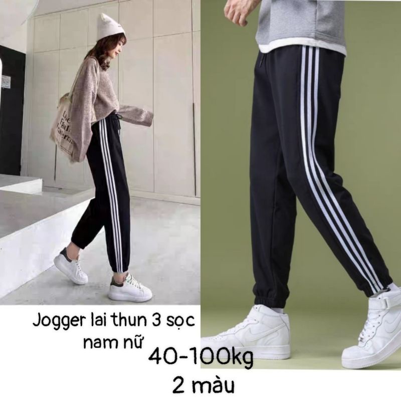 Bigsize 40-100kg jogger nam nữ lai thun (trơn - 3 sọc)