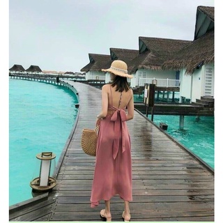 [HCM][Freeship Maxx 0đ] ĐẦM MAXI CỘT NƠ LƯNG