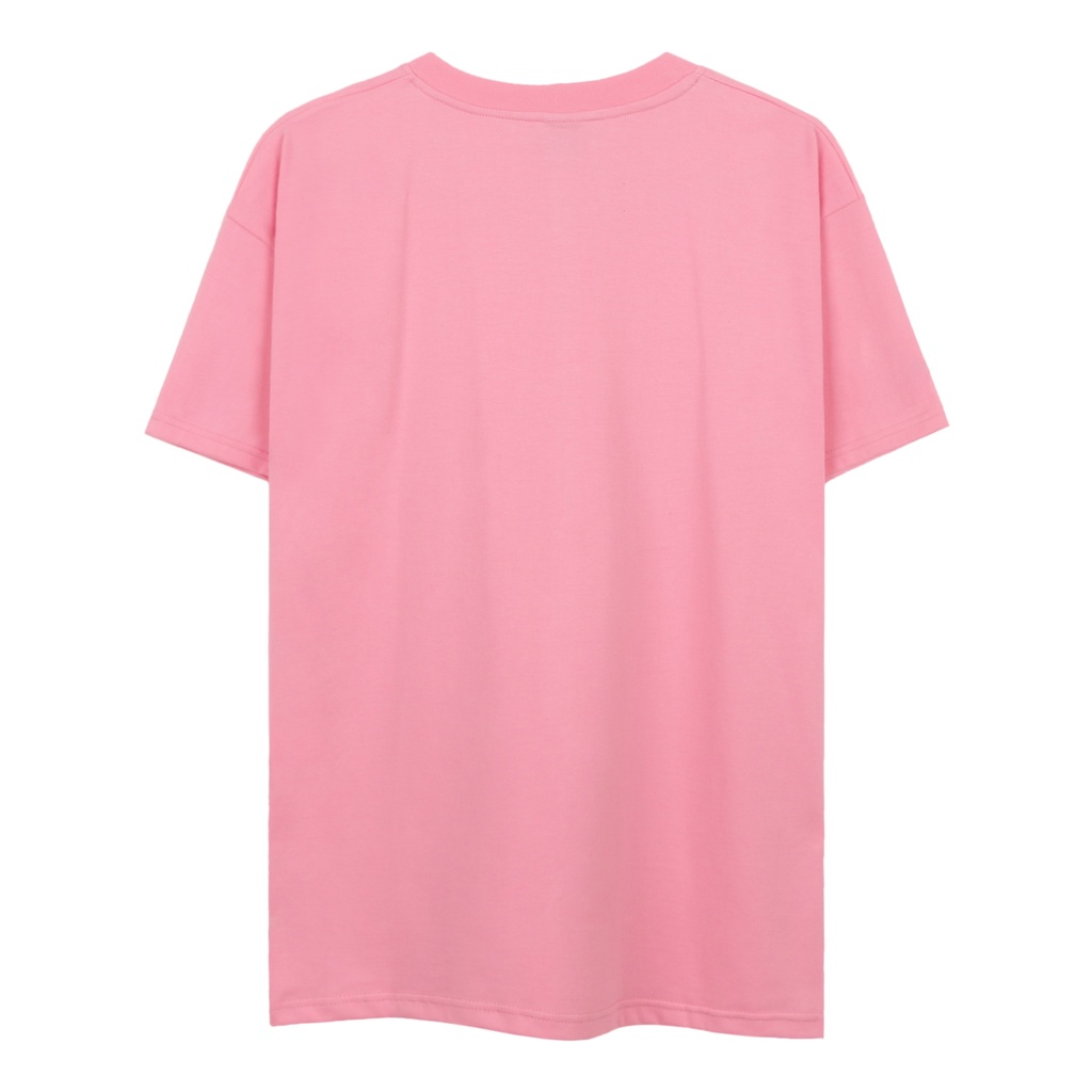 Áo Thun Champion Màu Hồng In Chữ Màu Trắng Chất Liệu 100% Cotton Thoáng Mát Form Rộng Thoải Mái