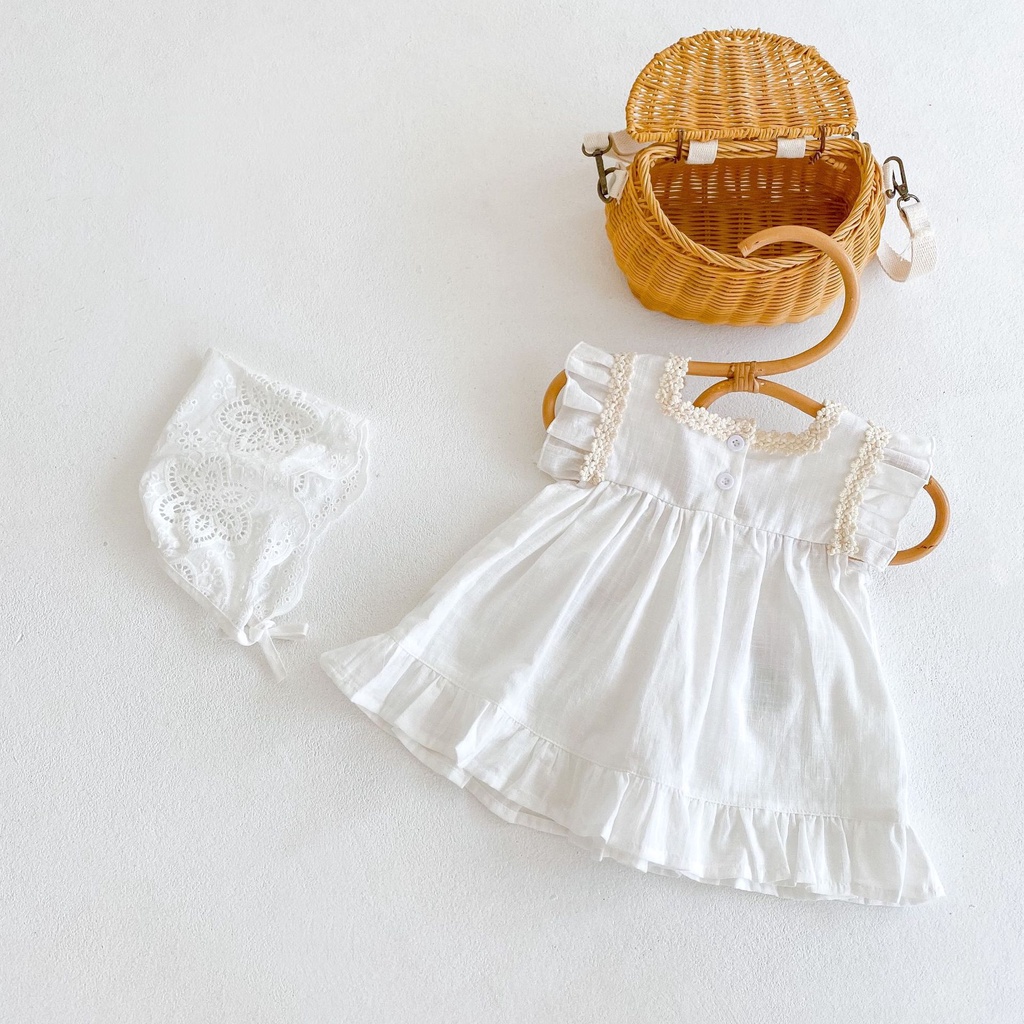 Đầm Công Chúa Không Tay Chất Liệu Cotton Thoáng Khí In Họa Tiết Hoa Dễ Thương Thời Trang Mùa Hè Cho Bé Gái 0-3 Tuổi