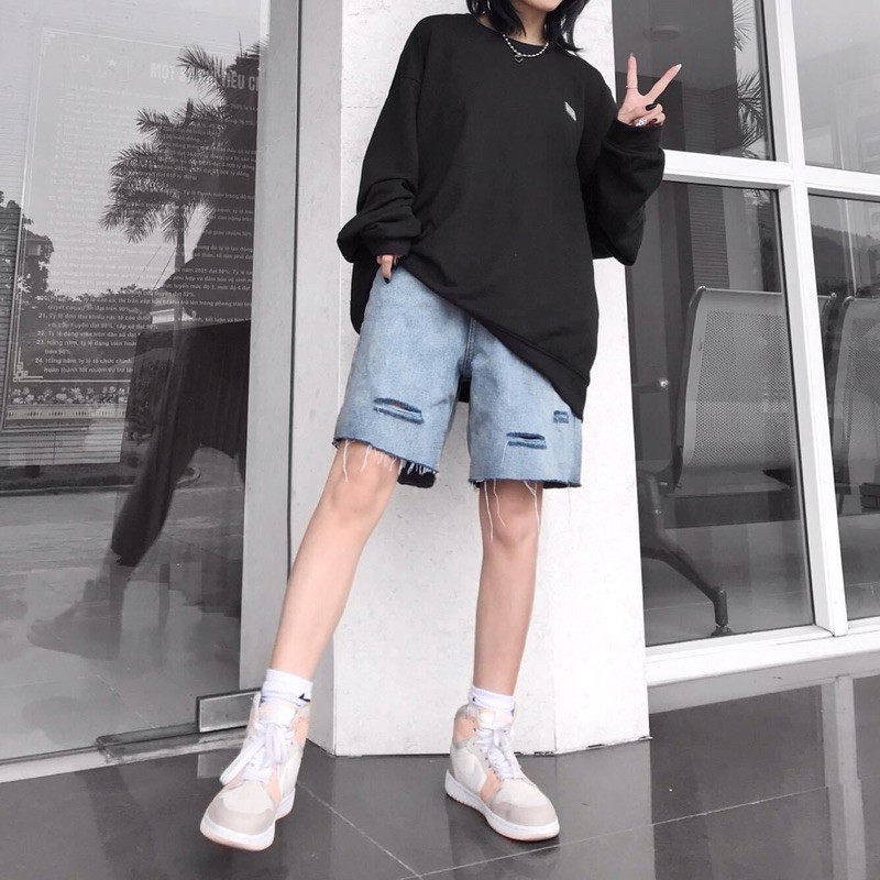 Quần Short Jean Jem Closet Rách Unisex