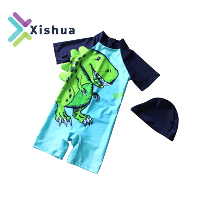 Bộ đồ bơi liền thân khủng long + Mũ bơi cho bé trai