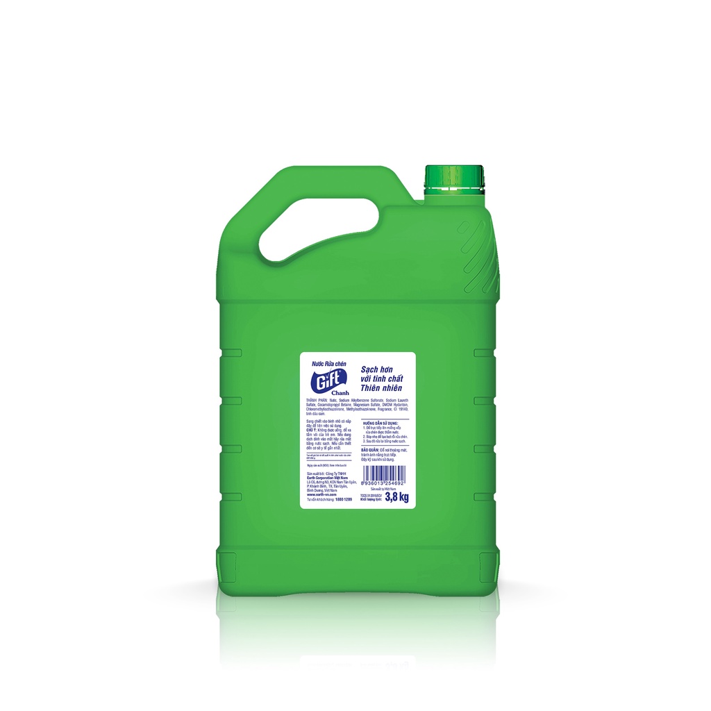 Nước rửa chén Gift 3kg8 hương Trà Chanh rửa sạch chén/bát siêu thơm siêu sạch bọt nhiều không hại da tay
