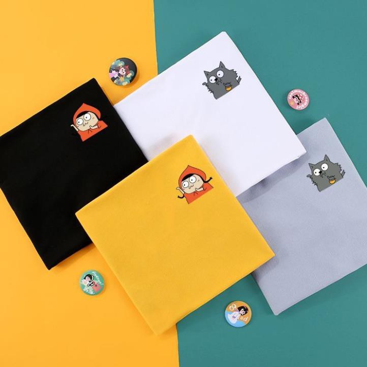 [Hàng Xịn, Gía Tốt] Áo Thun Trơn Icon Nhiều Màu Couple Nam Nữ Họa Tiết Cô Bé Quàng Khăn Đỏ - Unisex - Cotton - AT011