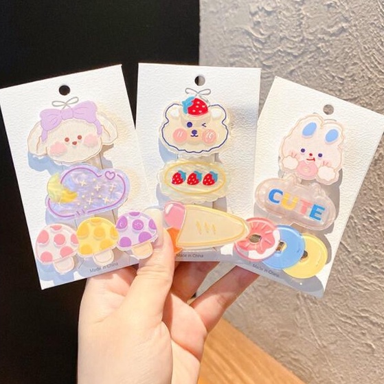 Kẹp tóc hình gấu / thỏ dễ thương ngọt ngào phong cách hàn quốc cho bé gái