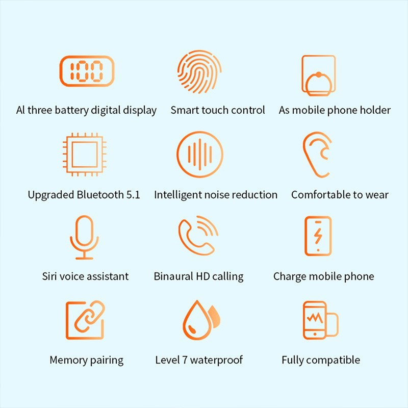 NBX F9-T7 Tai nghe nhét trong tai không dây Bluetooth 5.1 / Tws / Hi-Fi / Mini / Thể thao / Ios / Android
