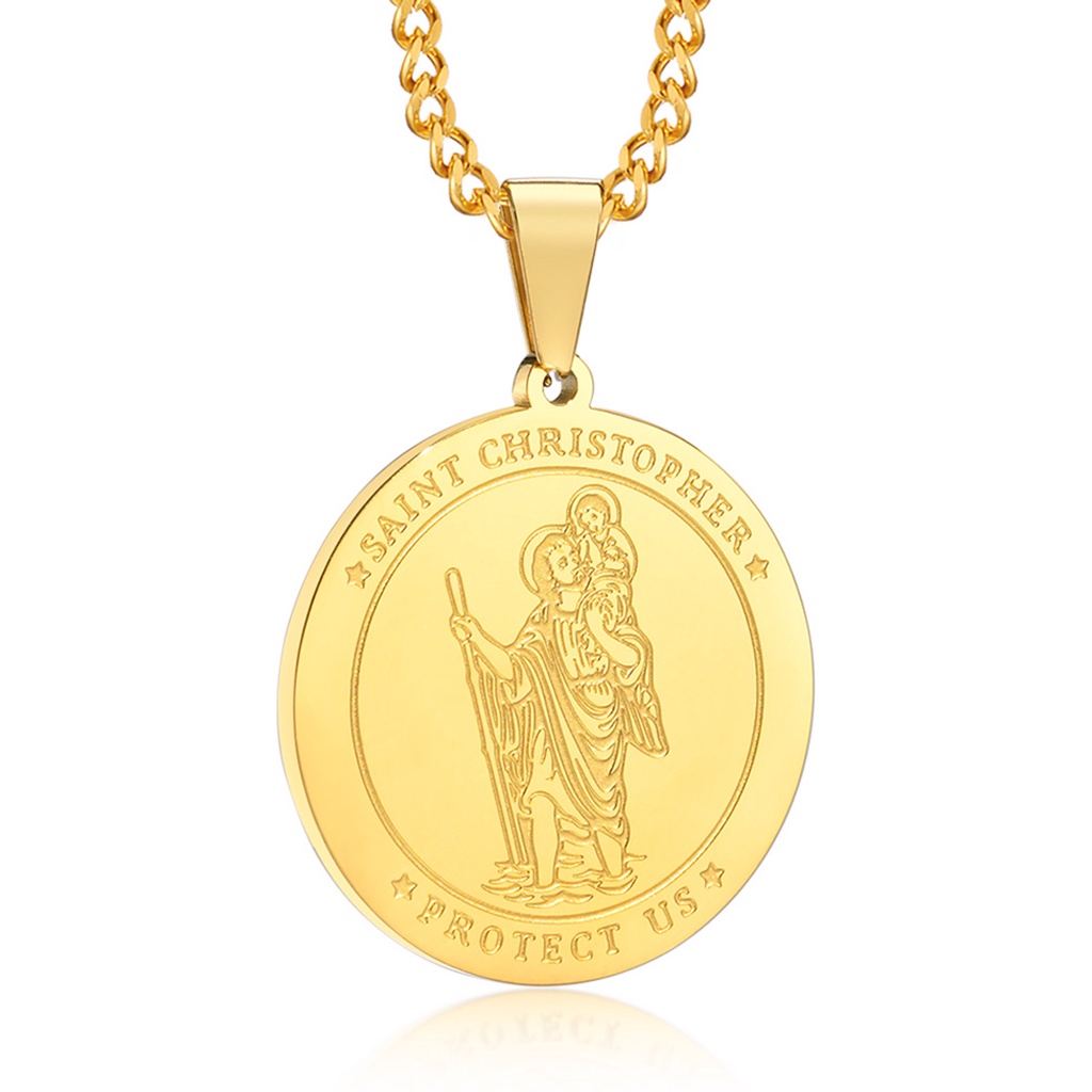 Dây Chuyền Mặt Thánh Christopher Michael The Archangel Bằng Thép Không Gỉ 45 / 50 / 60 / 70cm