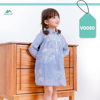 Váy sơ mi dài tay kẻ họa tiết v0050