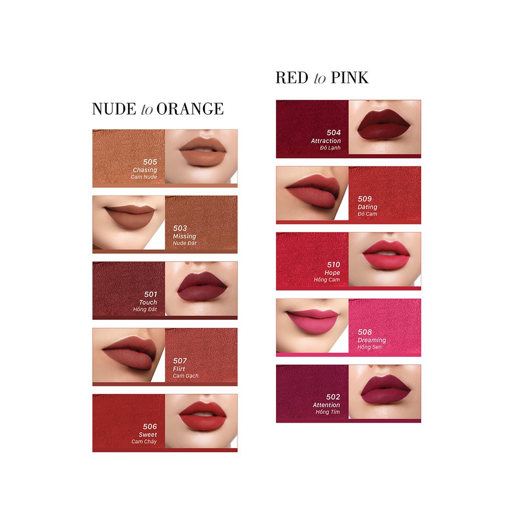 Son lì mịn môi Vacosi Natural studio color matte lipstick