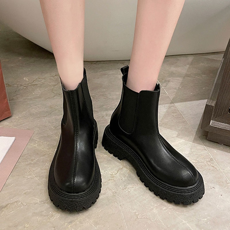 Giày Boots Martin Mũi Tròn Đế Dày Phong Cách Thời Trang Hàn Quốc