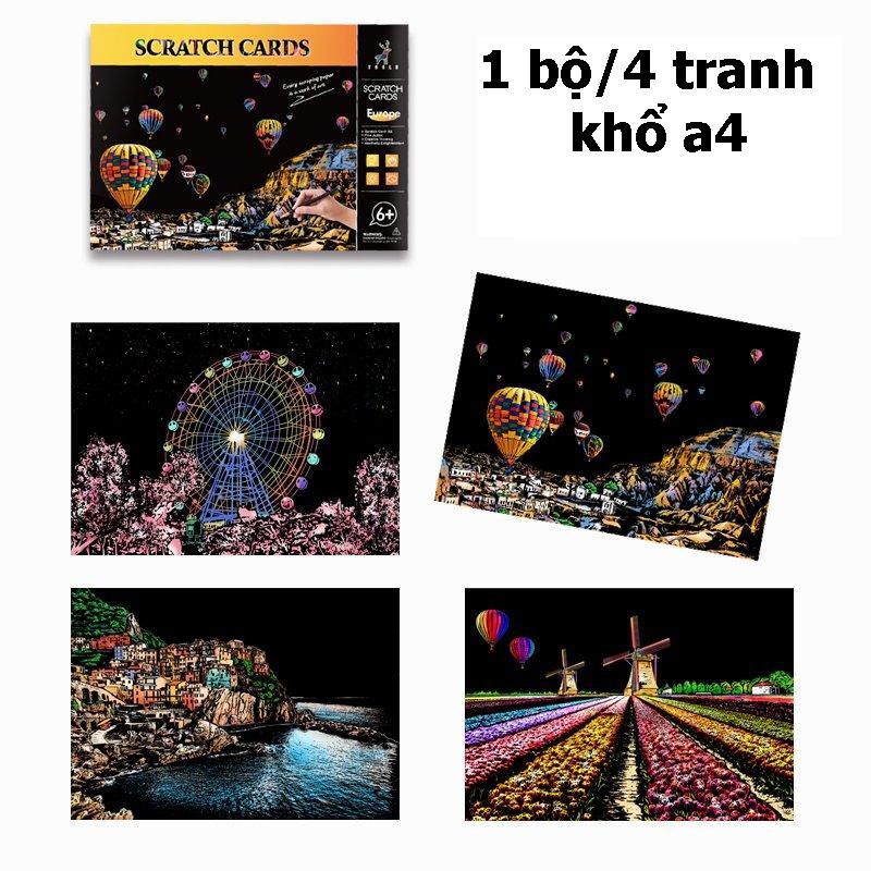 Tranh ánh sáng bộ/4 tranh khổ a4 Có sẵn tại TP.HCM