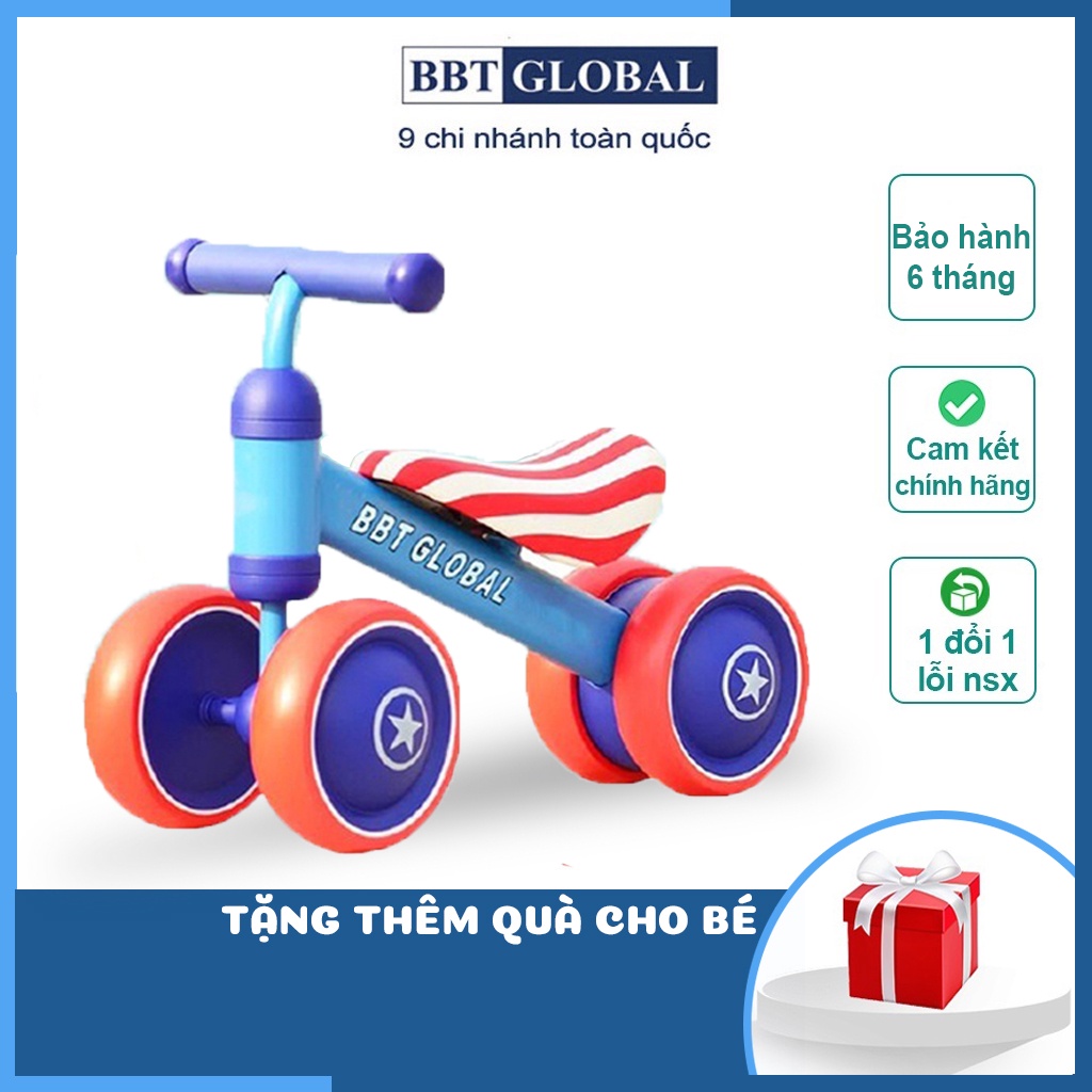 Xe chòi chân cho bé Q4 BBT Global, cho bé 1-2 tuổi, khung kim loại, bánh cao su, bảo hành 6 tháng