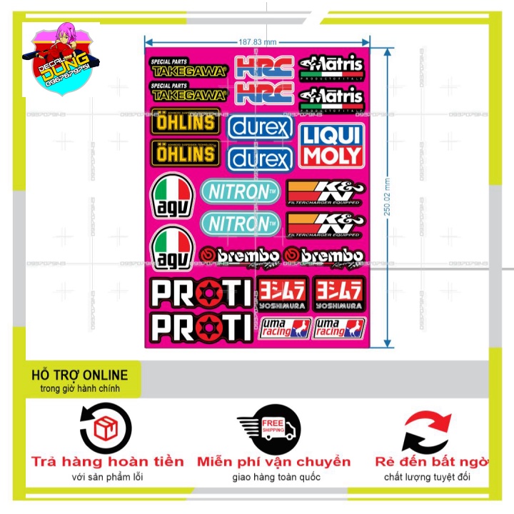LOGO STICKER DÁN XE MÁY HỒNG M34 - DUNG DECAL
