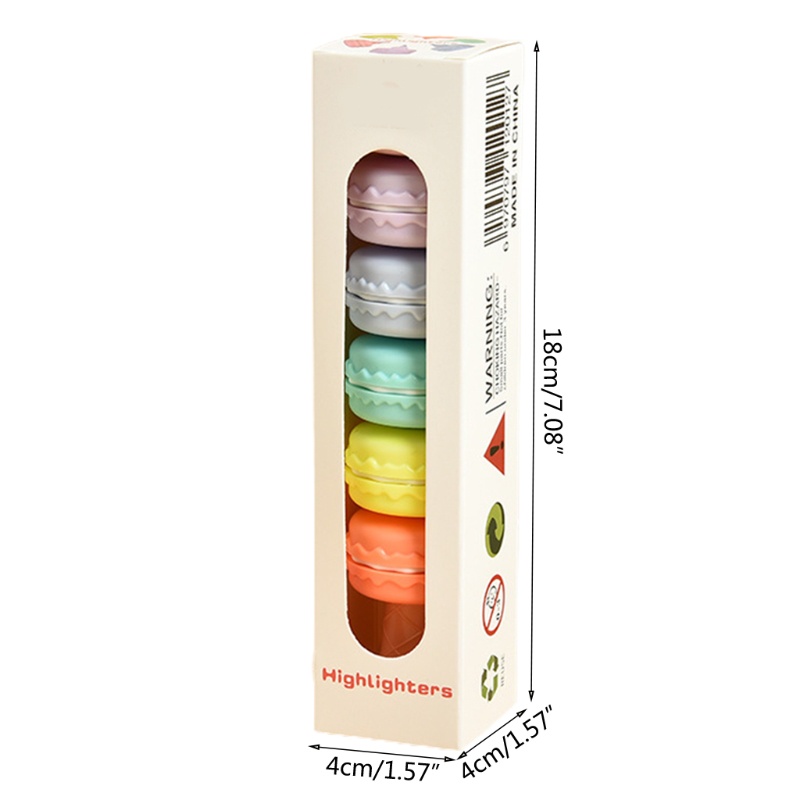 Set 6 Bút Dạ Quang Hình Bánh Macaron