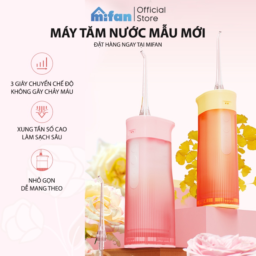 Máy Tăm Nước Xịt Vệ Sinh Răng Miệng MIFAN model 2022 - 2 đầu phun, Pin sạc 1200mAh - Bảo hành 6 tháng