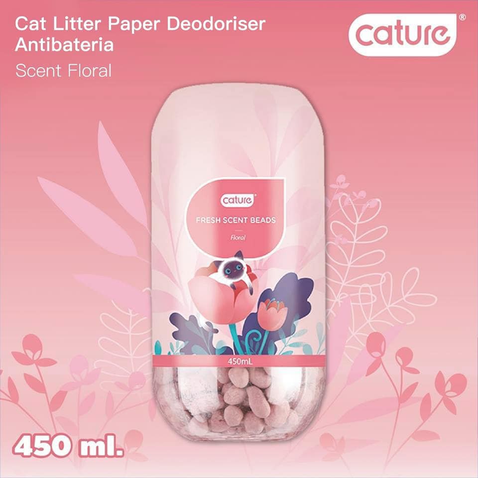 450ml -  Hạt khử mùi Cature, viên thơm làm giảm mùi hôi cát vệ sinh dành cho mèo, nhiều hương - Kitty Pet Shop BMT