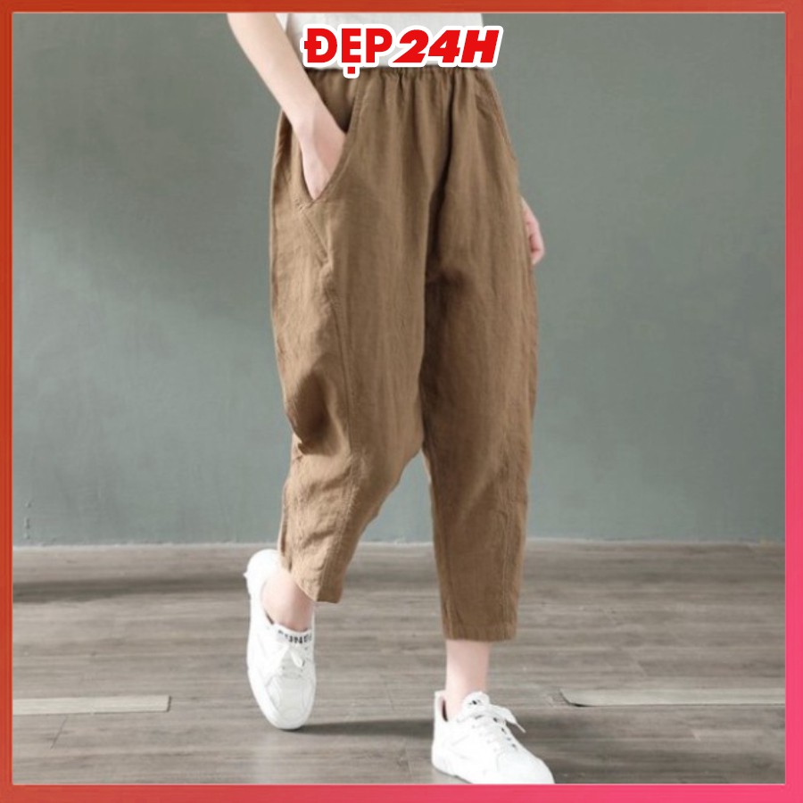 Quần thời trang nữ baggy kiểu dáng Hàn Quốc, quần kiểu nữ Đẹp 24 giờ, chất Đũi tơ mềm mát, form vừa xinh QH.29