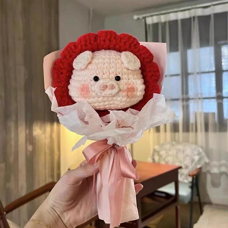 Nguyên Liệu Tự Làm Túi Dệt Kim Thủ Công Hình Heo Hoa Bong Bóng Lợn Cho Bé Gái