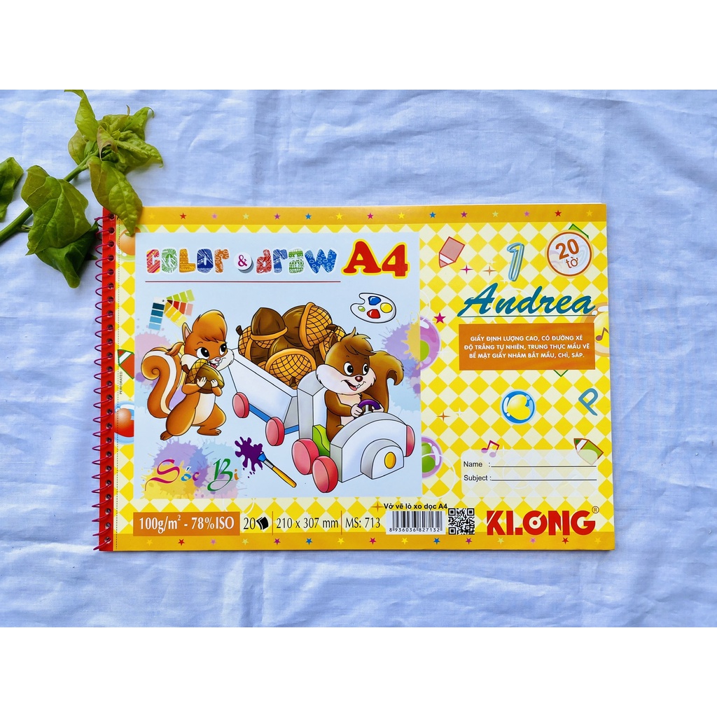 [Ảnh thật] Sổ vẽ, vở vẽ A4 Klong MS 713 20 tờ 100/76 gáy lò xo cho bé thỏa thích vẽ - VPP THIÊN ÁI