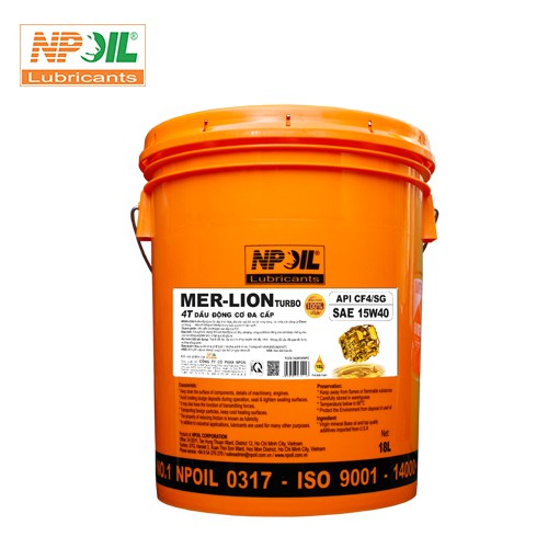 Dầu động cơ cao cấp MER-LION 15W40/20W50 xô/can 18L chuyên dành cho xe tải, tàu thuyền