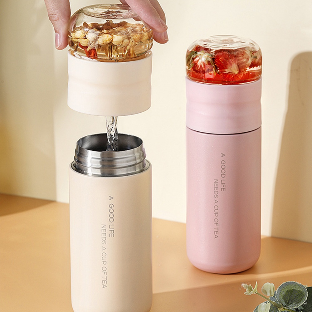 Bình Nước Giữ Nhiệt Bằng Thép Không Gỉ 300ML Kèm Bộ Lọc Trà Và Cốc Lọc Tiện Dụng