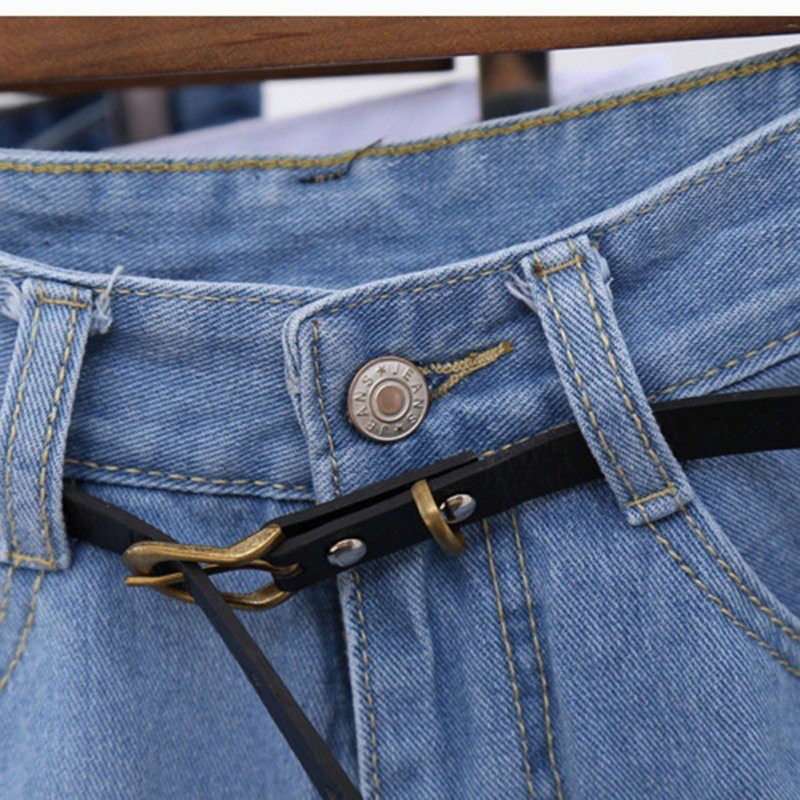 Quần Đùi Nữ Bò Quần Short Nữ Rách Quần Jeans Denim Lưng Cao Phối Túi Phong Cách Retro