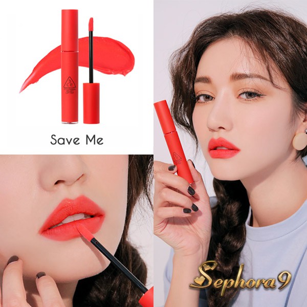 Son kem 3CE Velvet Lip Tint Save Me màu San Hô Neon nổi bật ấn tượng